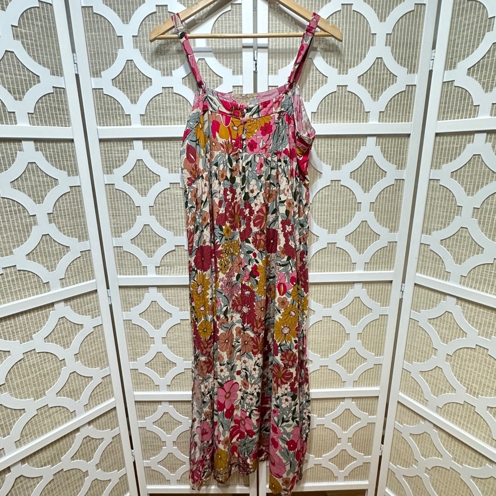 Natural Life Patti Side Slit Maxi Dress Womens XL Floral Sleeveless Boho Summer - Picture 11 of 11